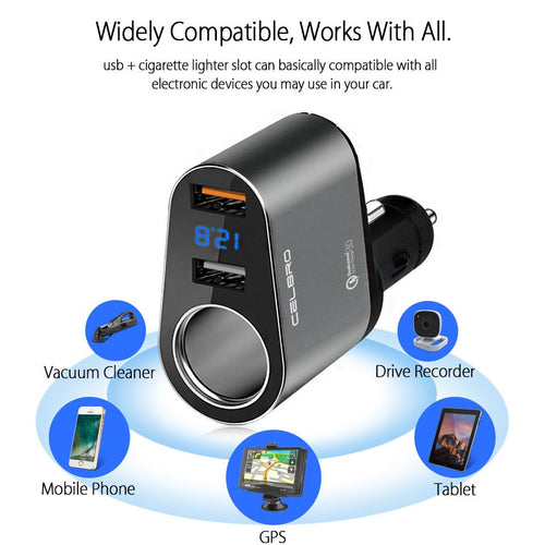 Dual USB 3.0 Quick Charging Car Charger Outlet Adapter