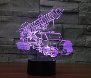 3D Illusion Night Light  LED Light 7 Color with Touch Switch USB Cable Nice Gift Home Office Decorations，Missile Car