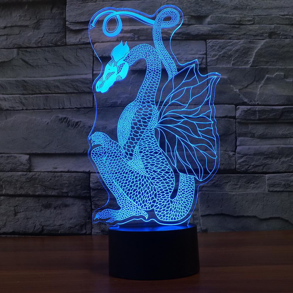 3D Illusion Night Light  LED Light 7 Color with Touch Switch USB Cable Nice Gift Home Office Decorations，Dinosaur-1