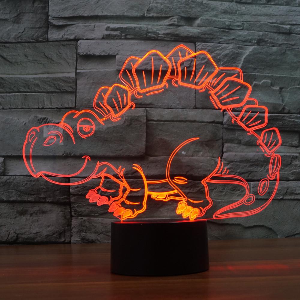 3D Illusion Night Light  LED Light 7 Color with Touch Switch USB Cable Nice Gift Home Office Decorations，Dinosaur-6