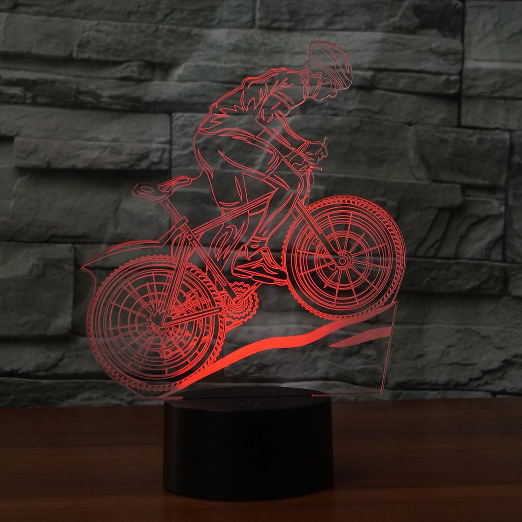 3D Illusion Night Light  LED Light 7 Color with Touch Switch USB Cable Nice Gift Home Office Decorations，Mountain  Bike