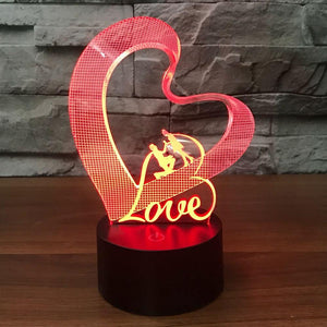 3D Illusion Night Light  LED Light 7 Color with Touch Switch USB Cable Nice Gift Home Office Decorations，Love