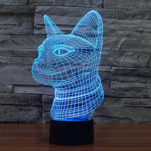 3D Illusion Night Light  LED Light 7 Color with Touch Switch USB Cable Nice Gift Home Office Decorations，Leopard