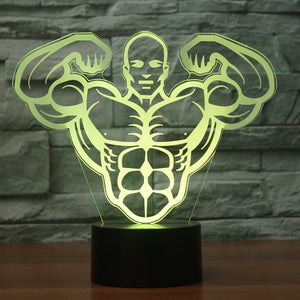 3D Illusion Night Light  LED Light 7 Color with Touch Switch USB Cable Nice Gift Home Office Decorations，Muscle Man-2