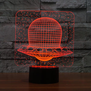 3D Illusion Night Light  LED Light 7 Color with Touch Switch USB Cable Nice Gift Home Office Decorations， Flying Saucer