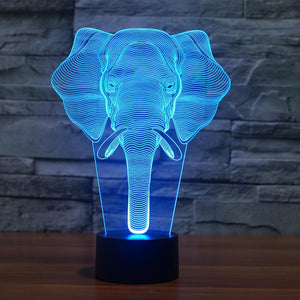 3D Illusion Night Light  LED Light 7 Color with Touch Switch USB Cable Nice Gift Home Office Decorations，Elephant-2
