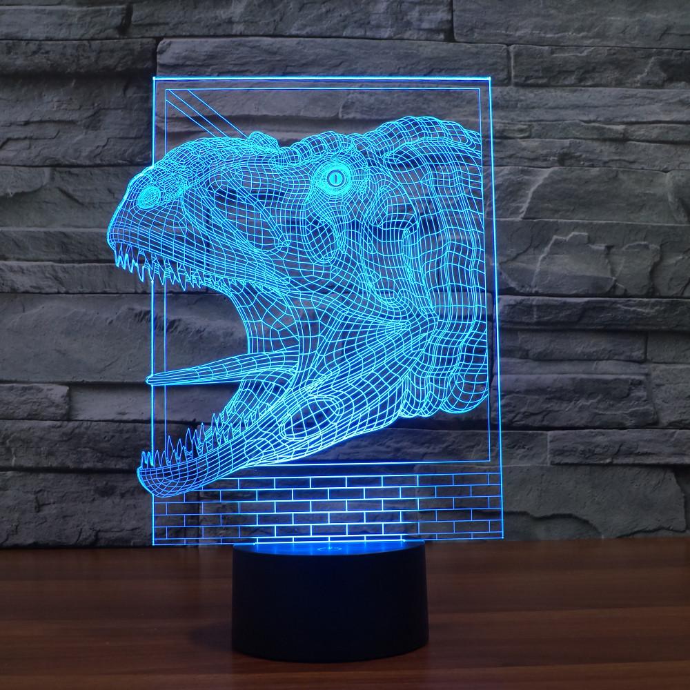 3D Illusion Night Light  LED Light 7 Color with Touch Switch USB Cable Nice Gift Home Office Decorations，Dinosaur-4