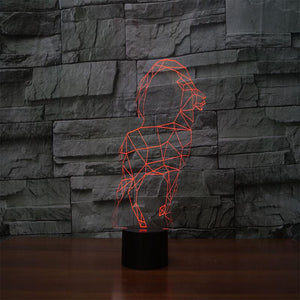 3D Illusion Night Light  LED Light 6 Color with Touch Switch USB Cable Nice Gift Home Office Decorations，Tibetan Antelope