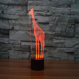 3D Illusion Night Light  LED Light 6 Color with Touch Switch USB Cable Nice Gift Home Office Decorations，Giraffe-2