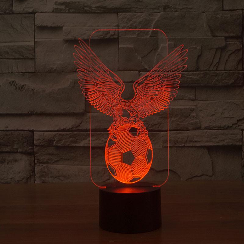 3D Illusion Night Light  LED Light 6 Color with Touch Switch USB Cable Nice Gift Home Office Decorations，Football-2