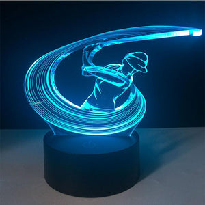 3D Illusion Night Light  LED Light 7 Color with Touch Switch USB Cable Nice Gift Home Office Decorations，Golf