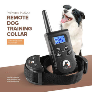 Rechargeable, Waterproof Electrical Anti Bark Dog Training Collar and Remote on Sale