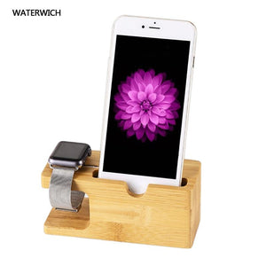 100% Natural Bamboo Charging Dock Station Bracket Cradle Stand Phone Holder For Apple iPhone 6S Plus 7 Plus For i watch