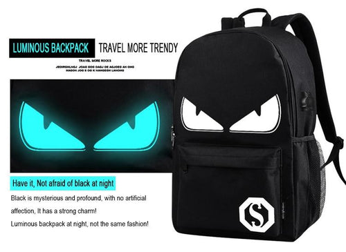 Luminous USB Charge Anti-Theft Backpack For Teenagers