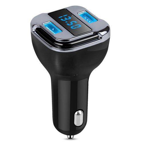 Dual USB 5V 4.2A Output Fast Charger Car Charger Adapter Car GPS Locator Tracker LED Digital Display with Battery Voltage Monitor (Black)