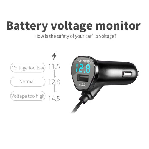 HSC-600D 3 Port USB Extension Cable Car Charger Front Rear Seat Charger