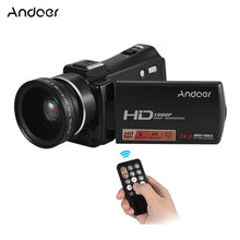 Load image into Gallery viewer, Andoer HDV-V7 PLUS 1080P Full HD 24MP Portable Digital Video Camera Camcorder Remote Control Infrared Night Vision Recorder + 0.45X Wide Angle Lens 16X Zoom 3.0&quot; Rotary LCD with Hot Shoe Mount