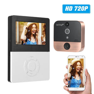 actop 4.5" LCD 720P WIFI Digital Peephole Viewer 110° PIR Door Eye Video Intercom Doorbell Camera IR Night Vision Motion Detection Photo Taking/Video Recording Support Phone APP Control for Home Security