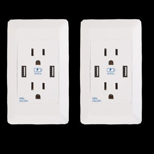 LOT2XDual USB Port Wall Socket Charger AC Power Receptacle Outlet Plate Panel