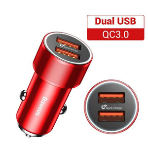 Baseus 36W Dual USB Quick Charge QC 3.0 Car Charger For iPhone USB Type-C PD Fast Charger Mobile Phone Quick Charger Car-Charger