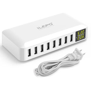 iLepo 8 Ports USB Charging Station Wall Charger AC Adapter 5V8A Fast Phone iPad Desktop Chargers Plugs with Al Power Tech retail package 10p