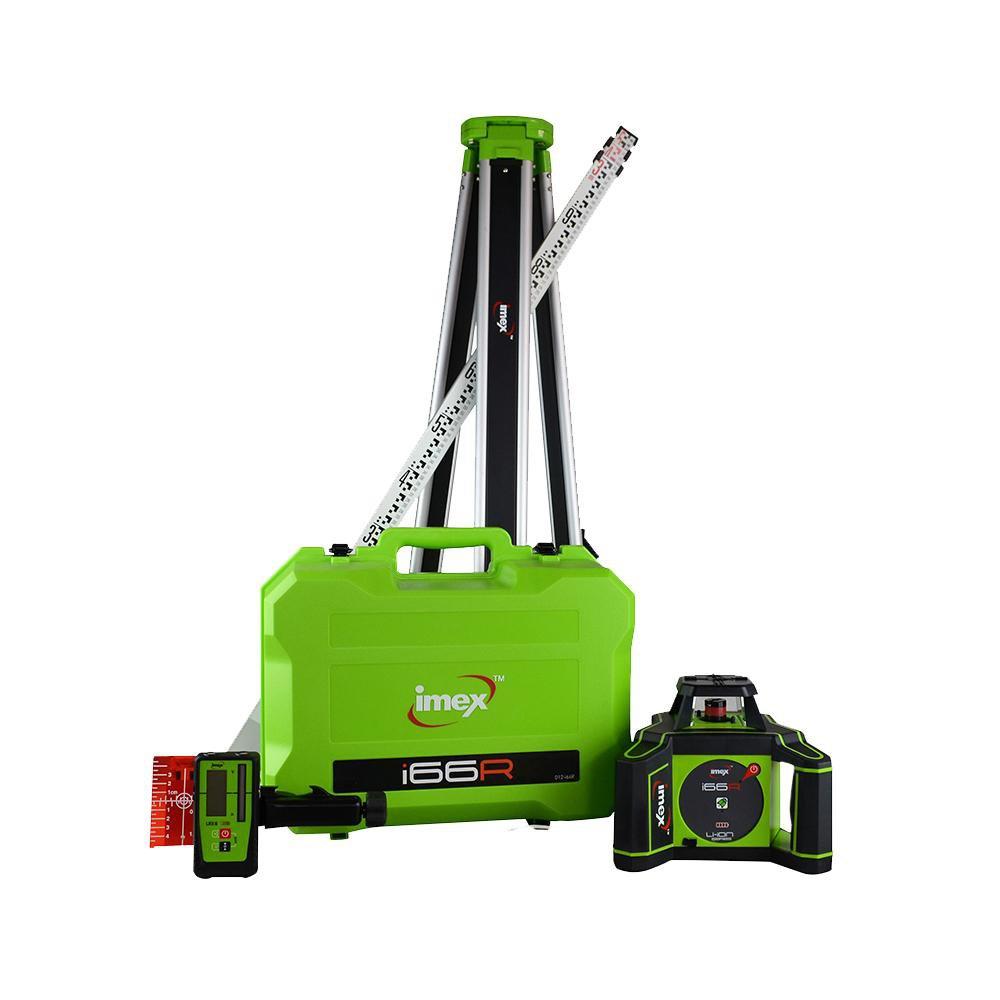 Imex i66R Rotating Red Beam Laser Kit - Horizontal only - with Tripod & 5m Staff
