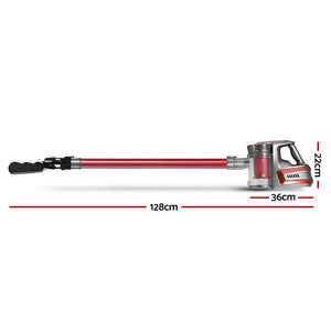 150W Stick Handstick Handheld Cordless Vacuum Cleaner 2-Speed with Headlight Red